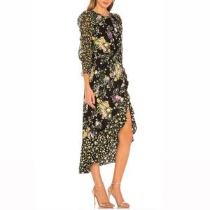 For Love and Lemons Floral Midi Dress Long Sleeve